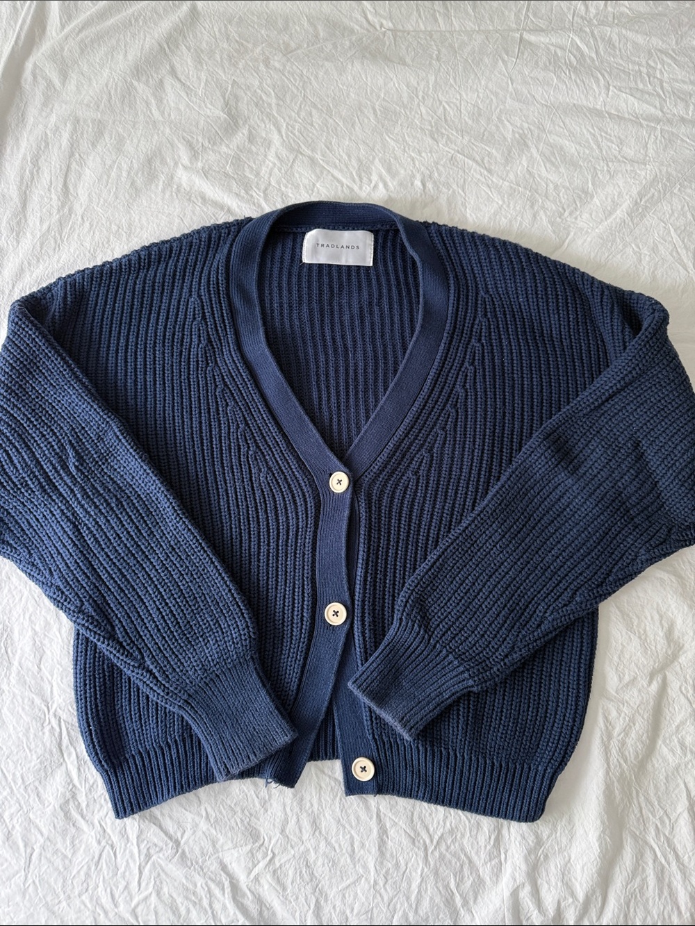 Tradlands Navy Cotton Cardigan